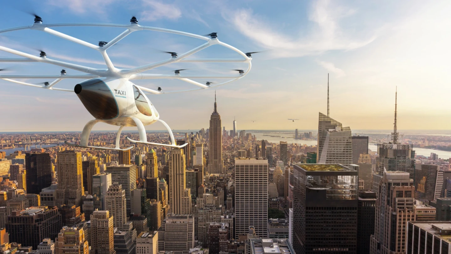 Voloctoper’s electric aircraft is built to take two passengers on short automated flights within urban centers