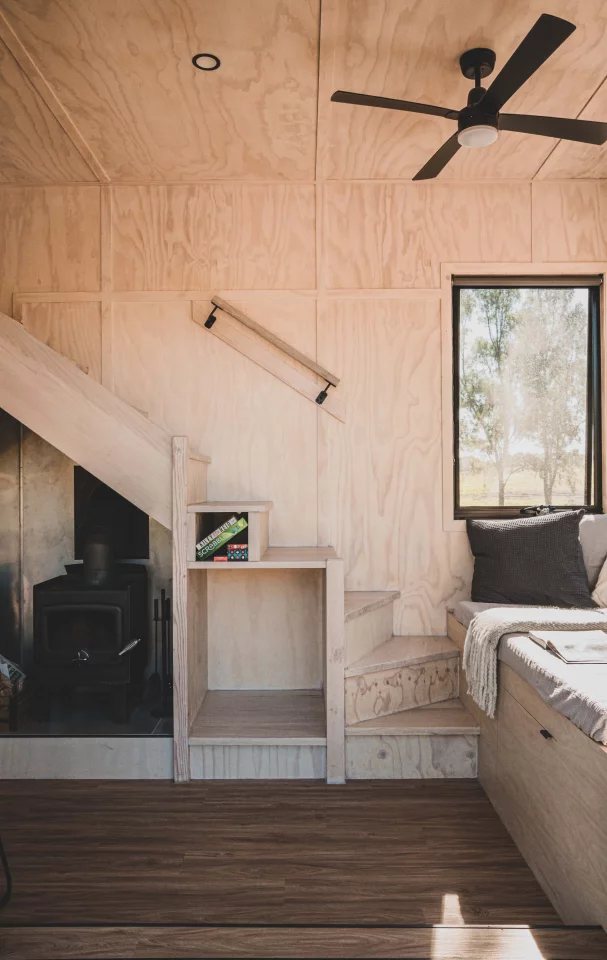 Natural plywood is used through out the Bella cabin, to maximize the uptake of light