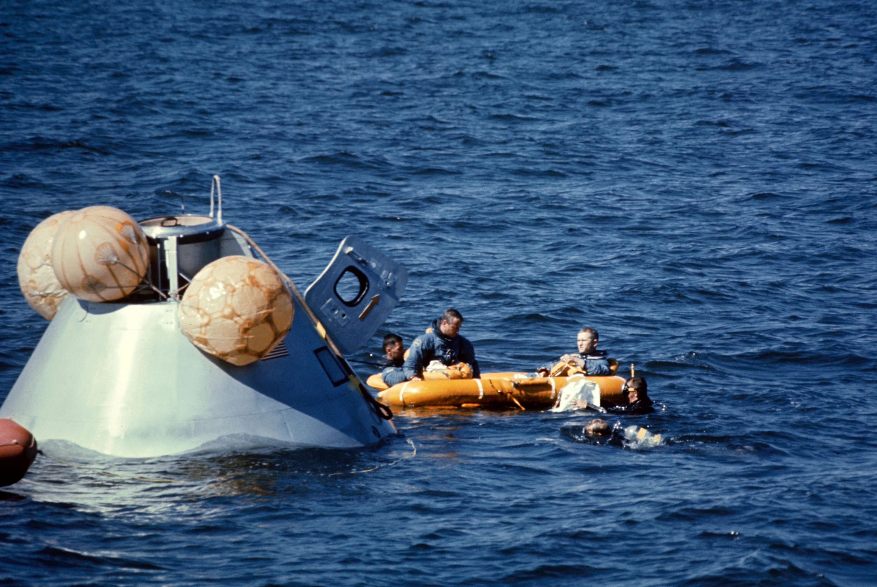 Apollo 8 crew undergoing recovery training (Image: NASA)