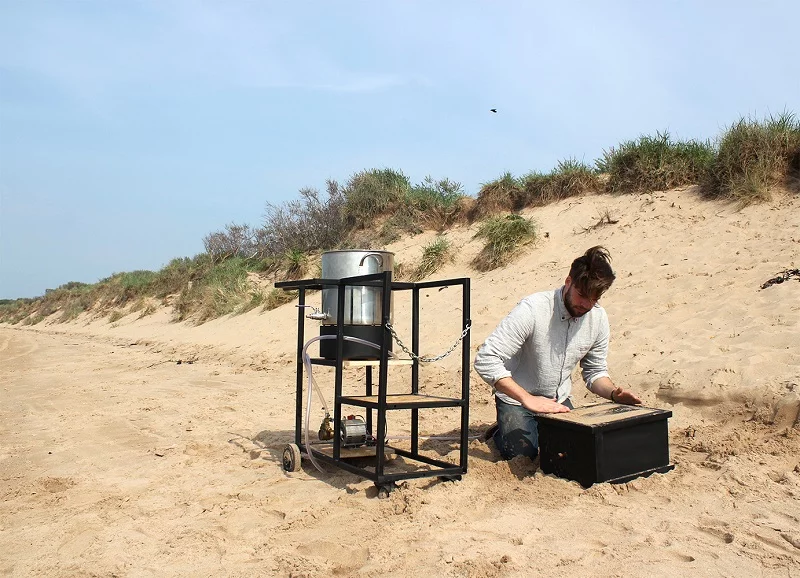 Designer Peter Trimble has built a machine that creates biostone furniture