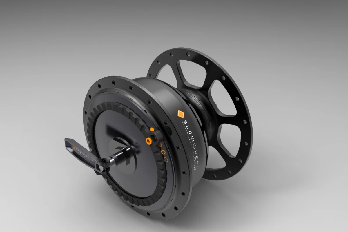The PowerWheel and SlowWheel (hub pictured here) are resistance training wheels for road racing cyclists