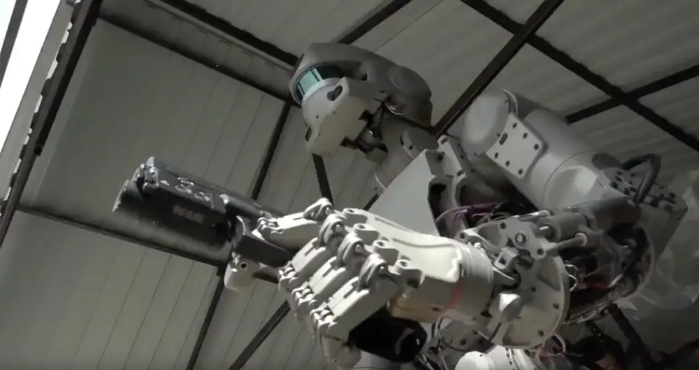 A Russian politician revealed this robot that can fire handguns several months ago on Twitter
