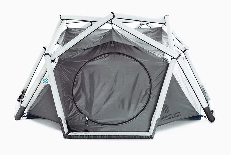 The inflatable geodesic "Cave" tent from Heimplanet
