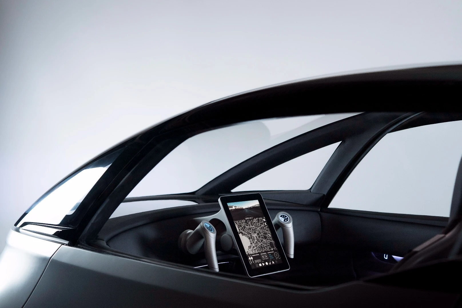 The tablet-like center display hosts navigation information, infotainment controls and a live feed from the rear-view camera