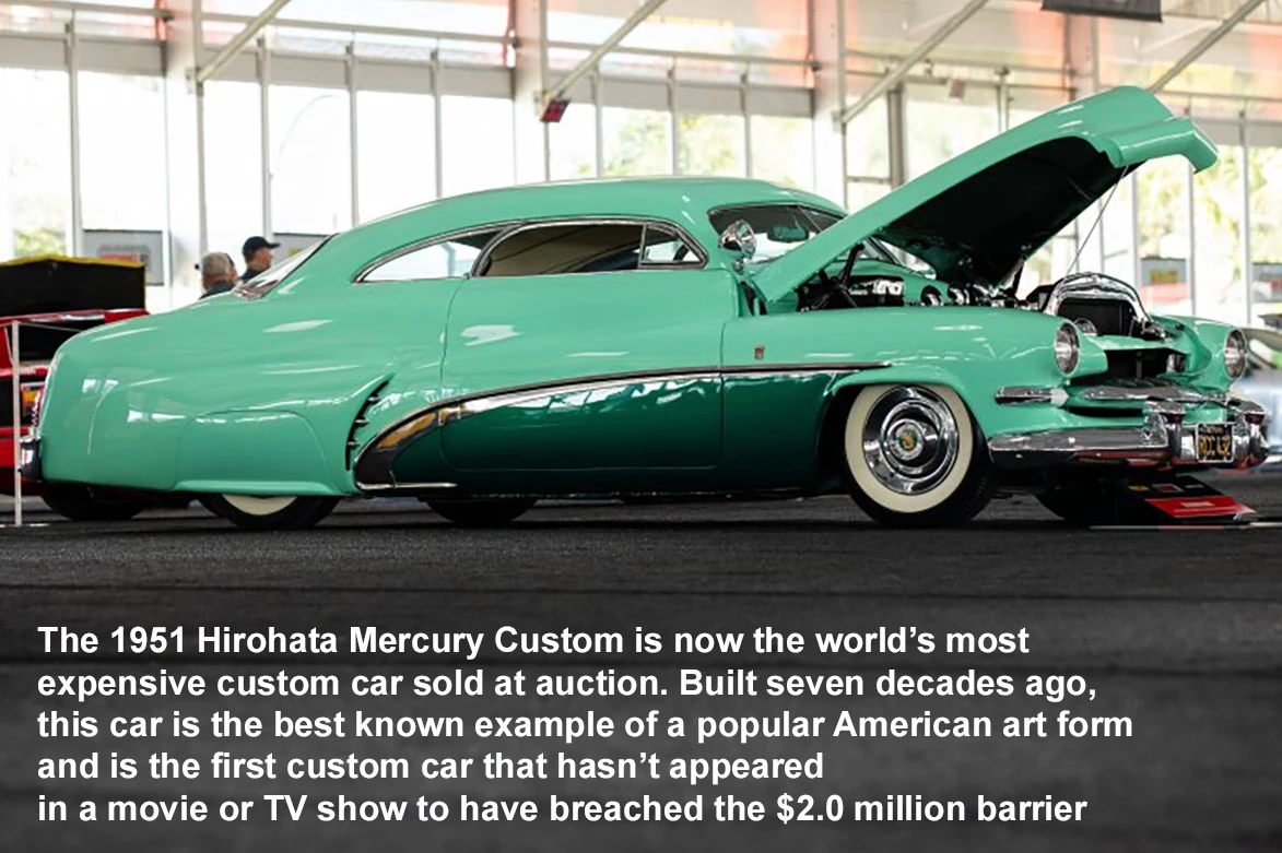 This 1951 Hirohata Mercury Custom sold for $2,145,000 at Mecum’s Kissimmee 2022 event.