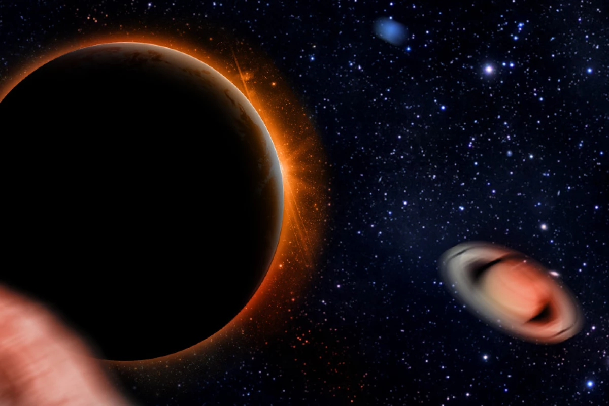 Artists impression of Planet Nine barreling through the solar system