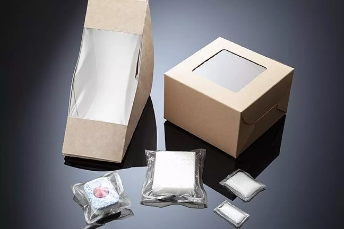 The new "vegan spider silk" material demonstrated in food packaging for spin-off company Xampla