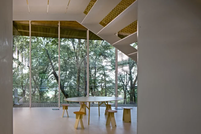 Reflective glass helps keep the heat out during the summer