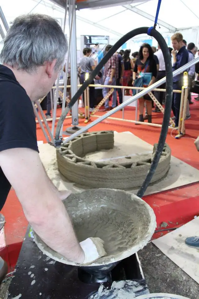 Wasp's mud-extruding dream builder stands around 20 ft tall (6 m) and is capable of printing structures 10 ft (3 m) in height