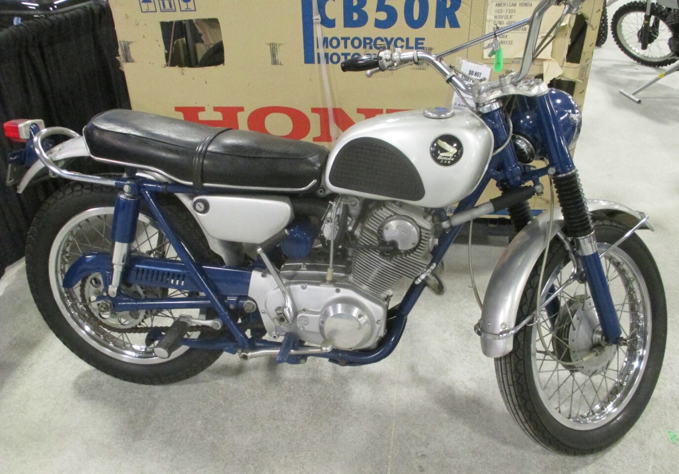 A remarkable motorcycle that fetched a remarkable price, this 1965 Honda CL 72 sold for $14,300. It sported a matching numbers 250 cc engine and had been subject to a restoration to original specifications. Nice to see the original Hondas getting some respect.