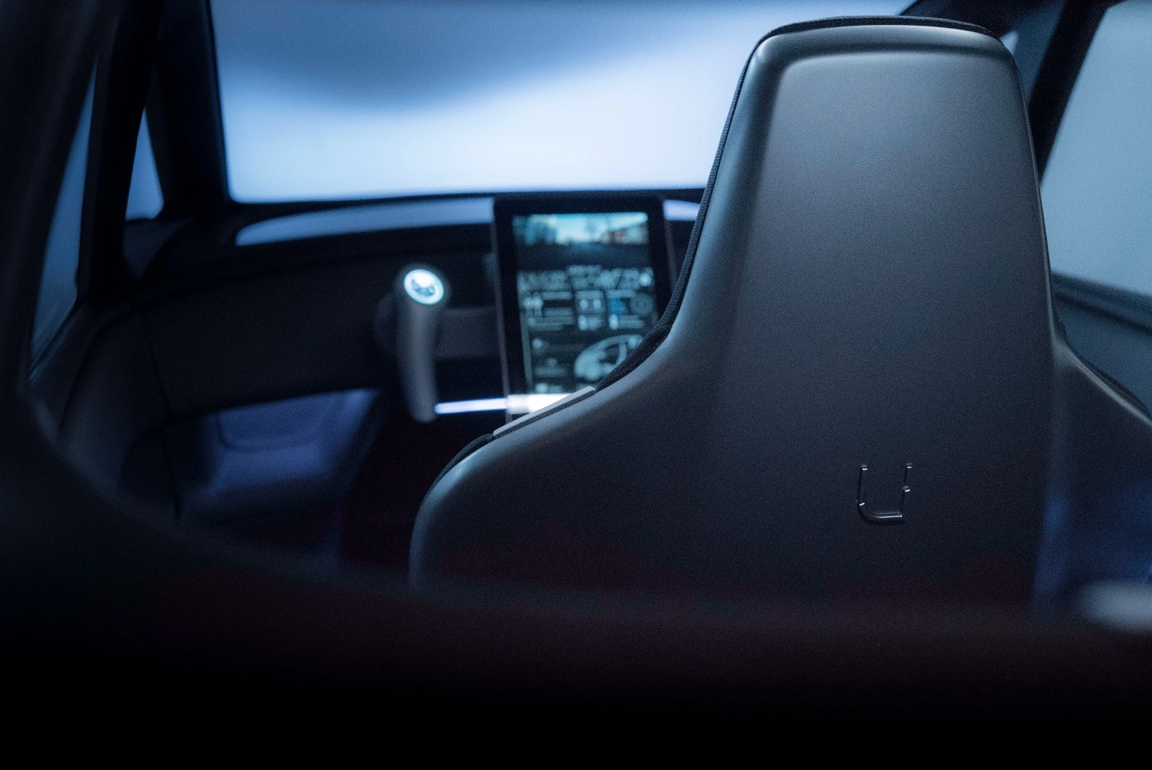 Passenger view inside the Uniti One electric city car