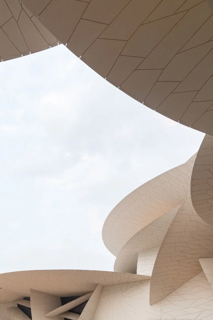 The National Museum of Qatar is shaded by its concrete disks
