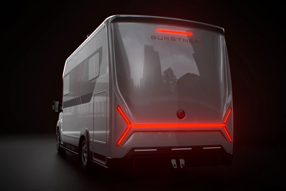 Bürstner makes the Signature's rear fascia even more distinctive with the front using a curved fiberglass wall and distinctive LED taillight design