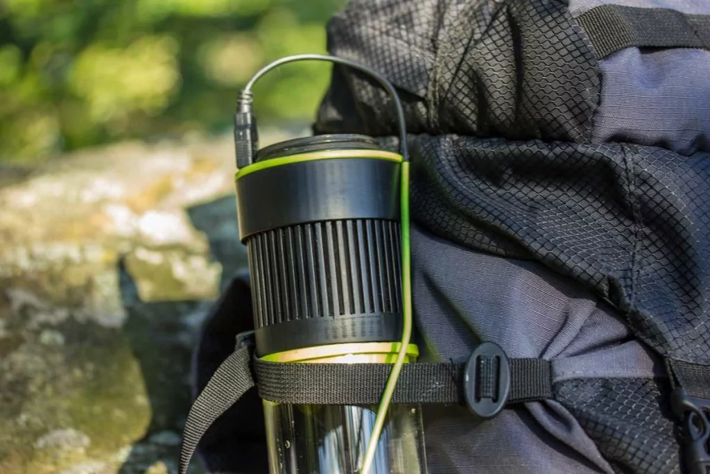 The system is powered by a connected solar panel