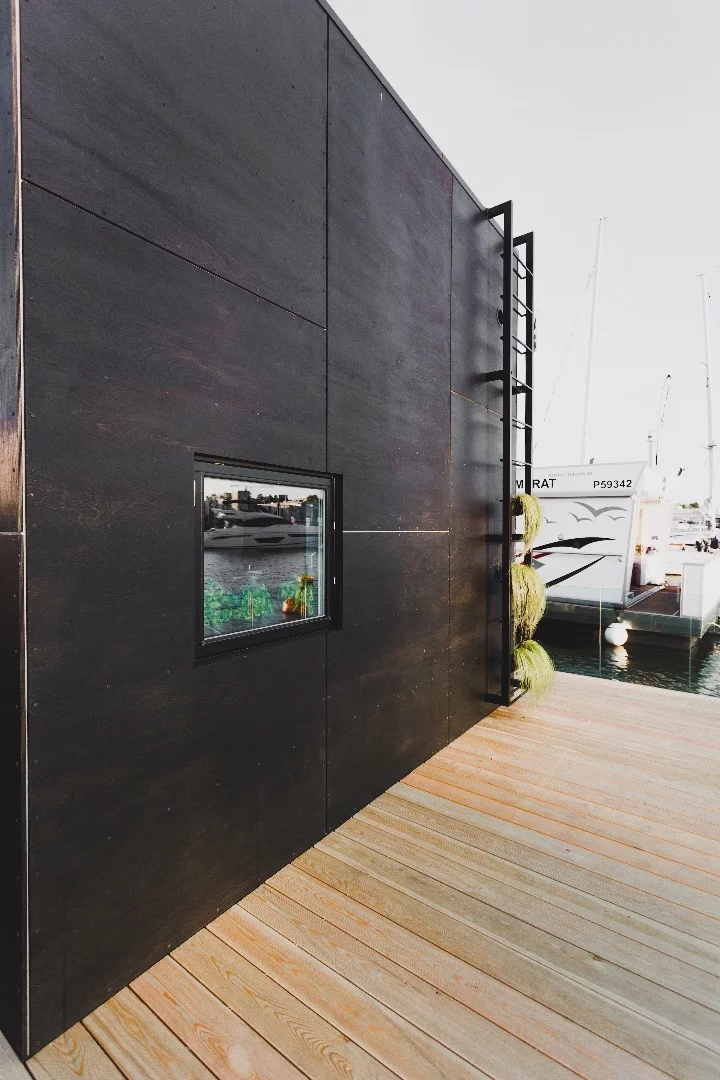 A ladder leads up to the Koda Light Float's rooftop area