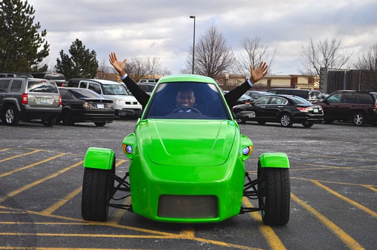 Elio Motors' distinctive three-wheeler