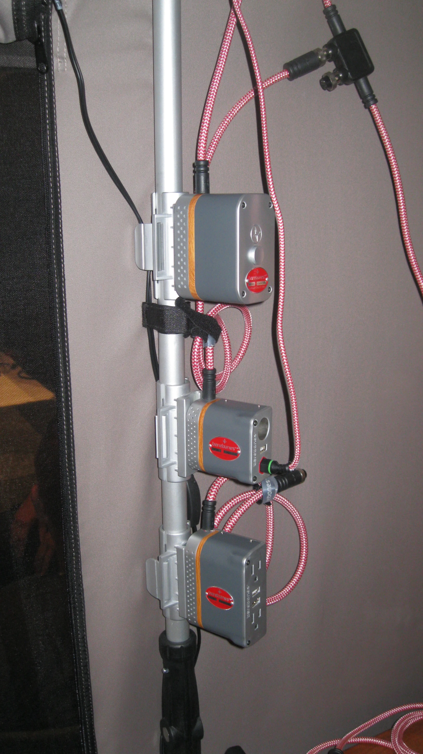 Barebones displays a prototype version of its upcoming tent electrical hardware