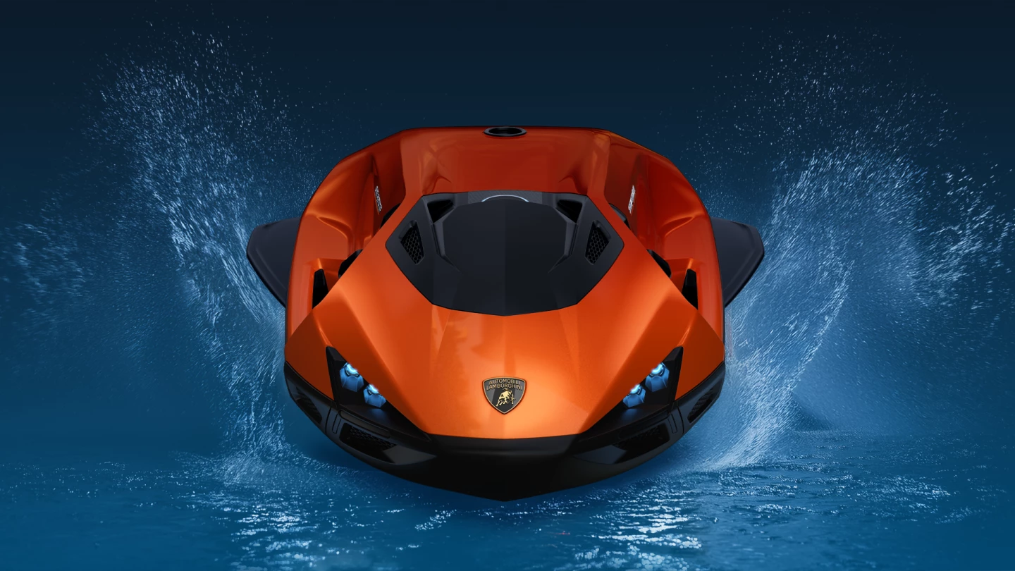 The Seabob SE63 has a Lamborghini-inspired blunt, bull-like nose and is actually faster in the water than a bull shark, a slower species that tops out around 12 mph