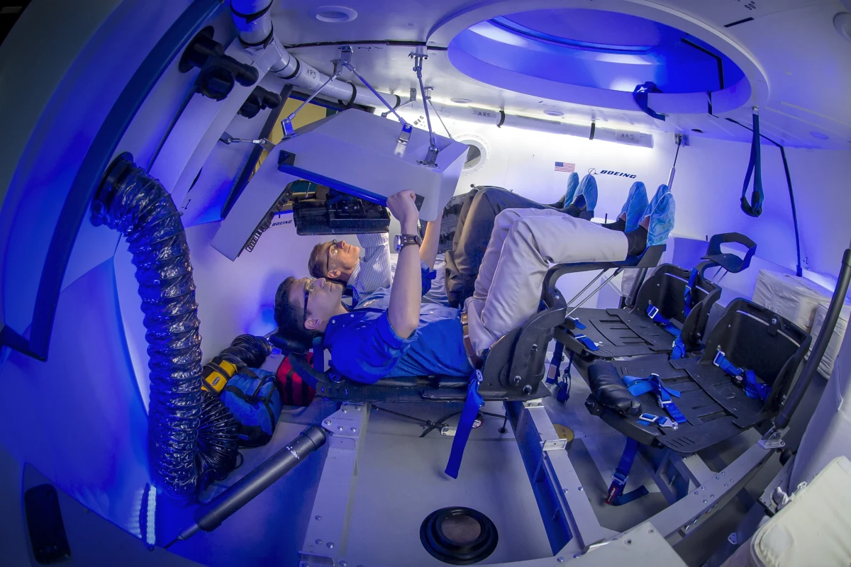An engineering mock-up of the CST-100 interior