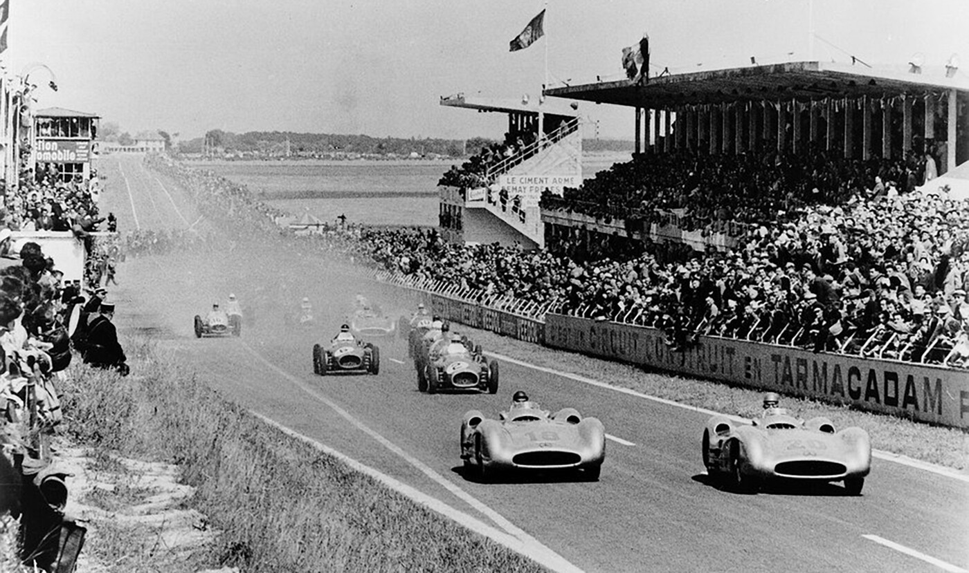 Aerodynamic development in Formula One racing was really kickstarted by the introduction of the Mercedes-Benz W196 at the 1954 French Grand Prix, with its aerodynamic streamlined body making every other racing car of the period look immediately outdated