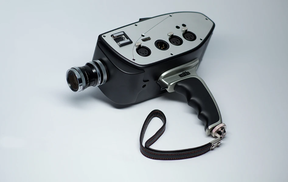The Digital Bolex D16 Cinema Camera, sporting its snazzy retro pistol grip