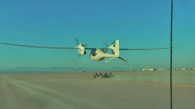 Boeing's Phantom Eye unmanned autonomous aircraft lifts off from its launch cart