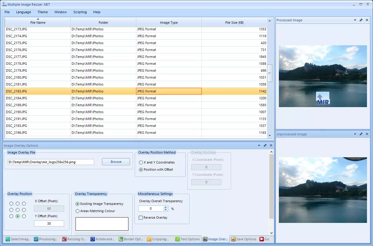 A view of the overlay options