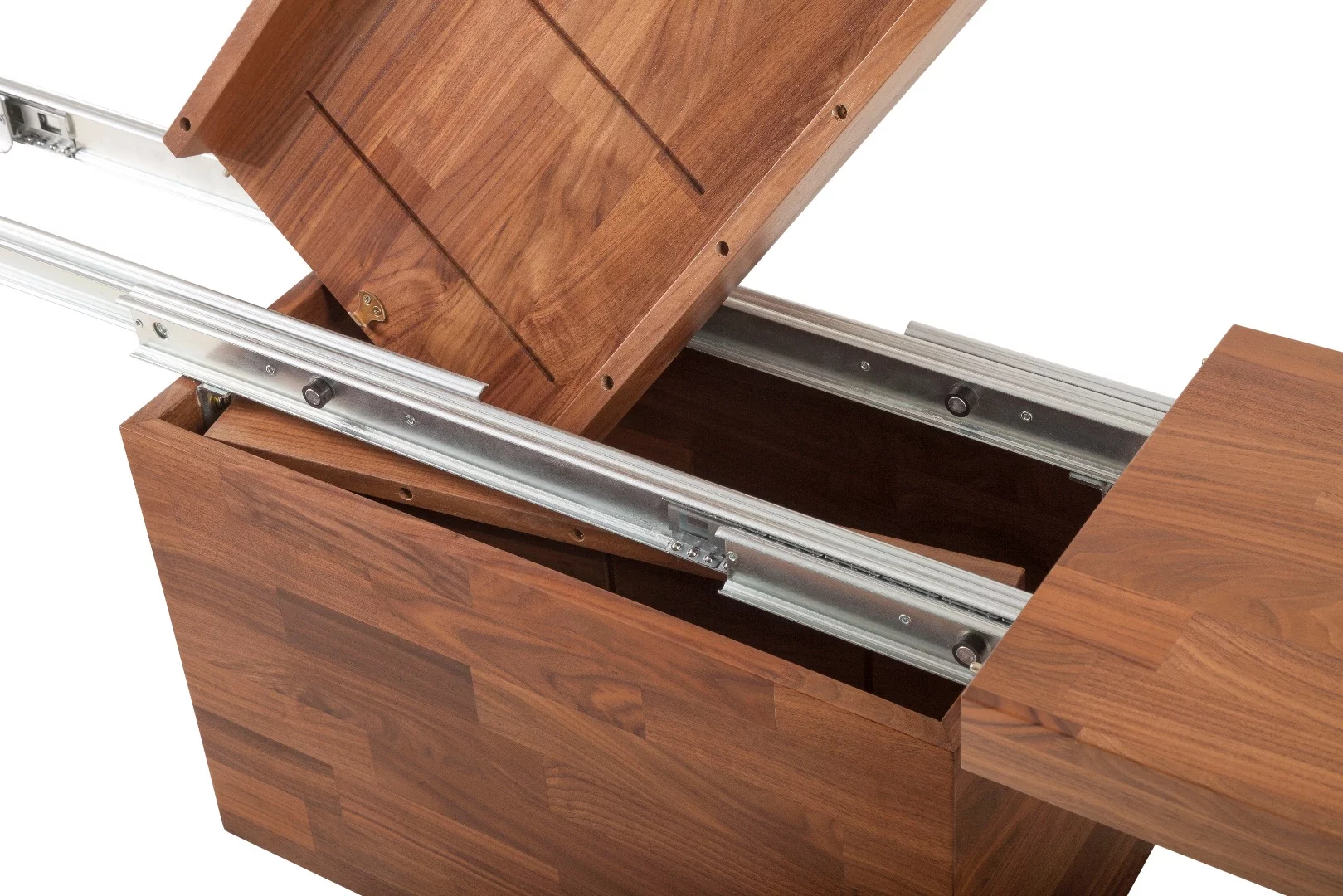 A closer look at the extender rails underneath the table