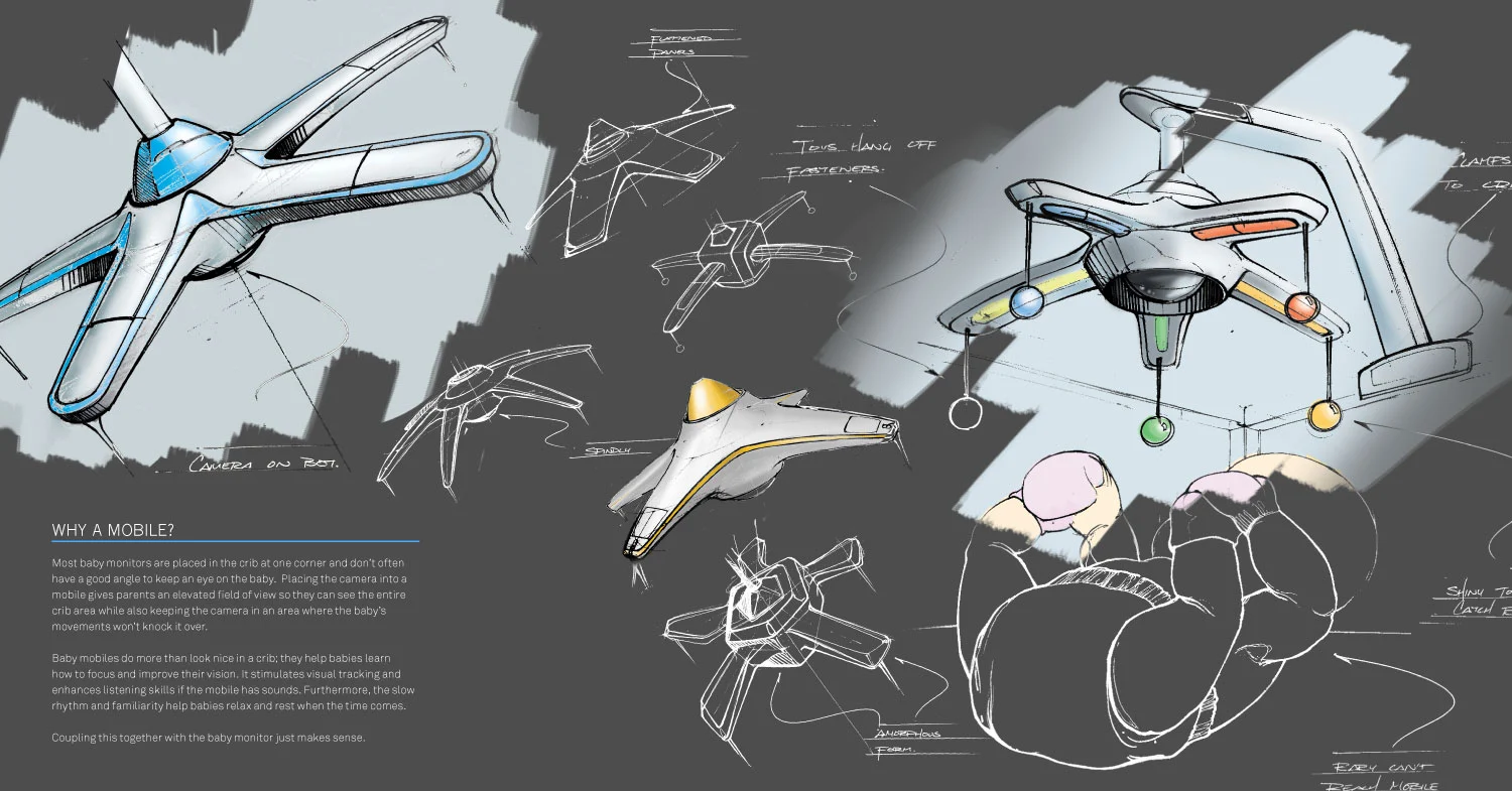 The monitor mobile would be made out of acrylic, polycarbonate, ABS and various other non-toxic polymers