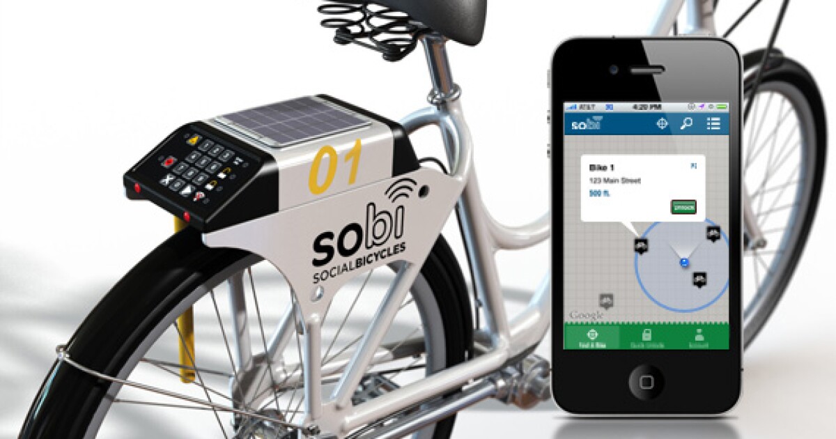Bicyclesharing system incorporates app and GPS