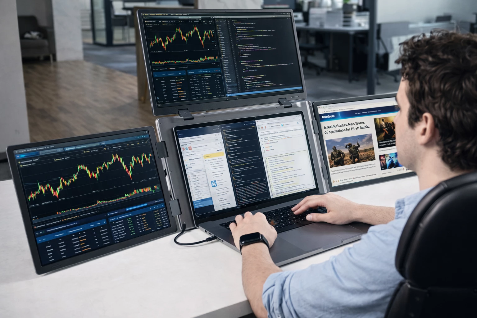 A single USB-C connection powers and drives all three displays, giving MagHub Quad Max a relatively clean, low-clutter desktop footprint despite its multi-screen sprawl