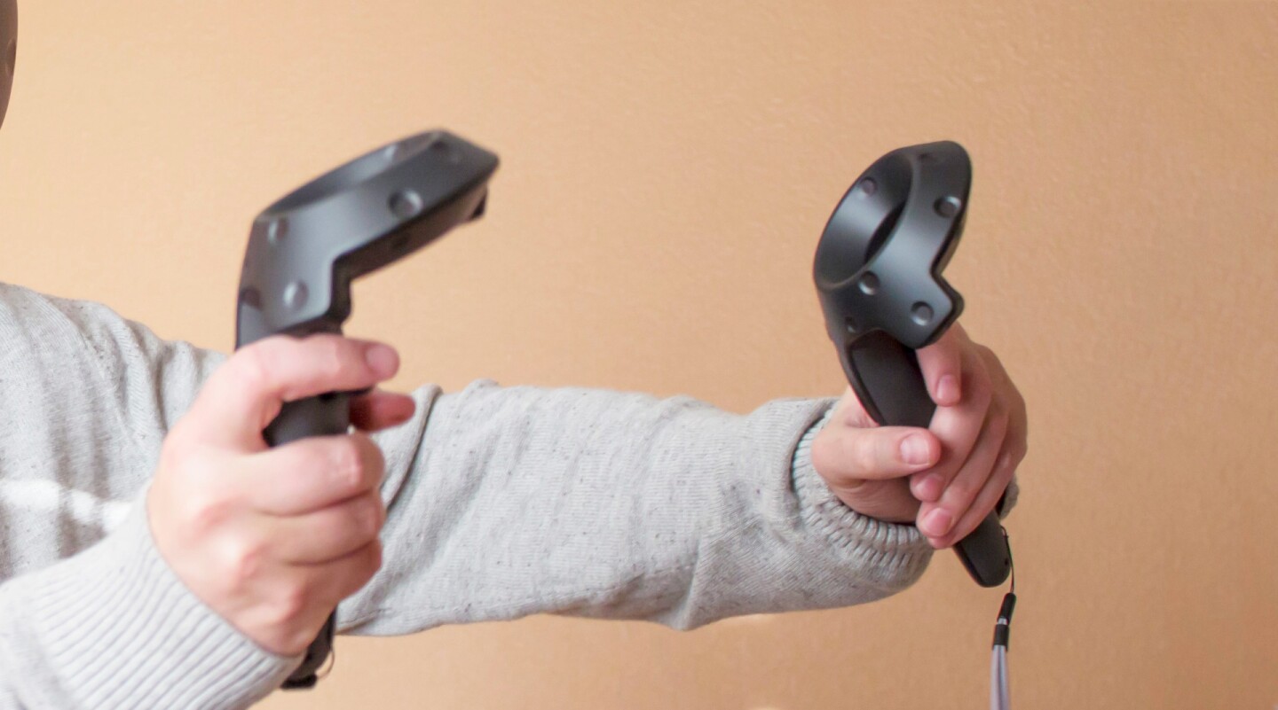 Vive controllers in hand