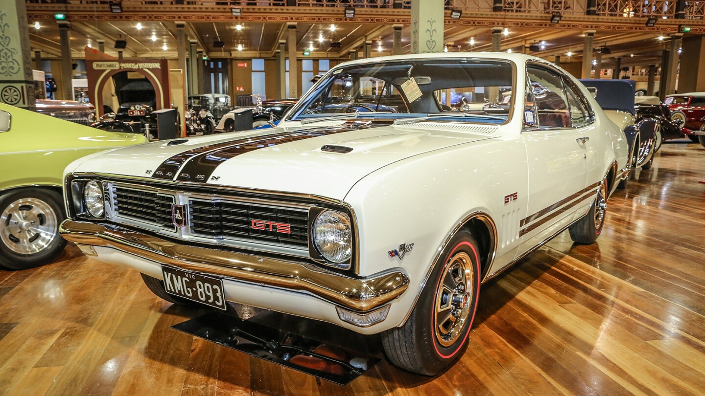 An Australian made, owned and restored Holden Monaro GTS, one of the muscle cars which dominated Australian production racing in the 1970s