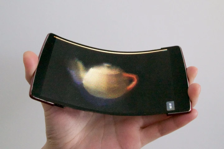 Holoflex responds to flexing the screen through a bend sensor