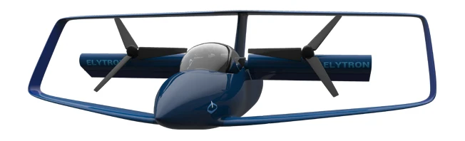 The "proprotors," are mounted on a single, centrally-mounted tilt wing that travels through 100 degrees