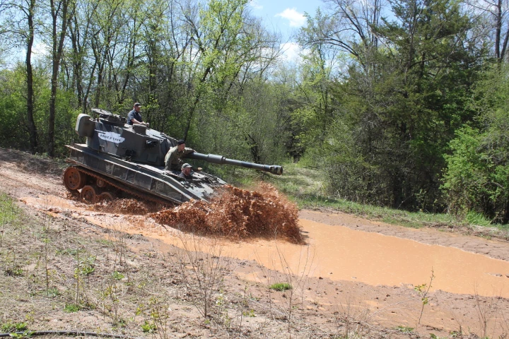 Our tank driving adventure started out small, relatively speaking, with this Abbot FV433 SPG