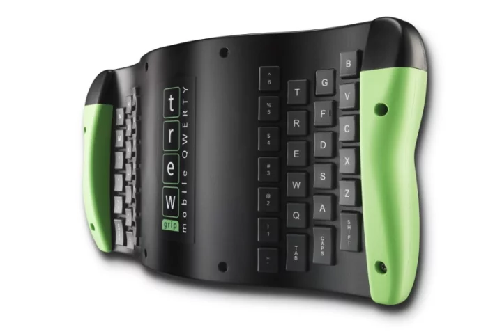 The majority of the keys are located on back, allowing you to use your eight fingers to type
