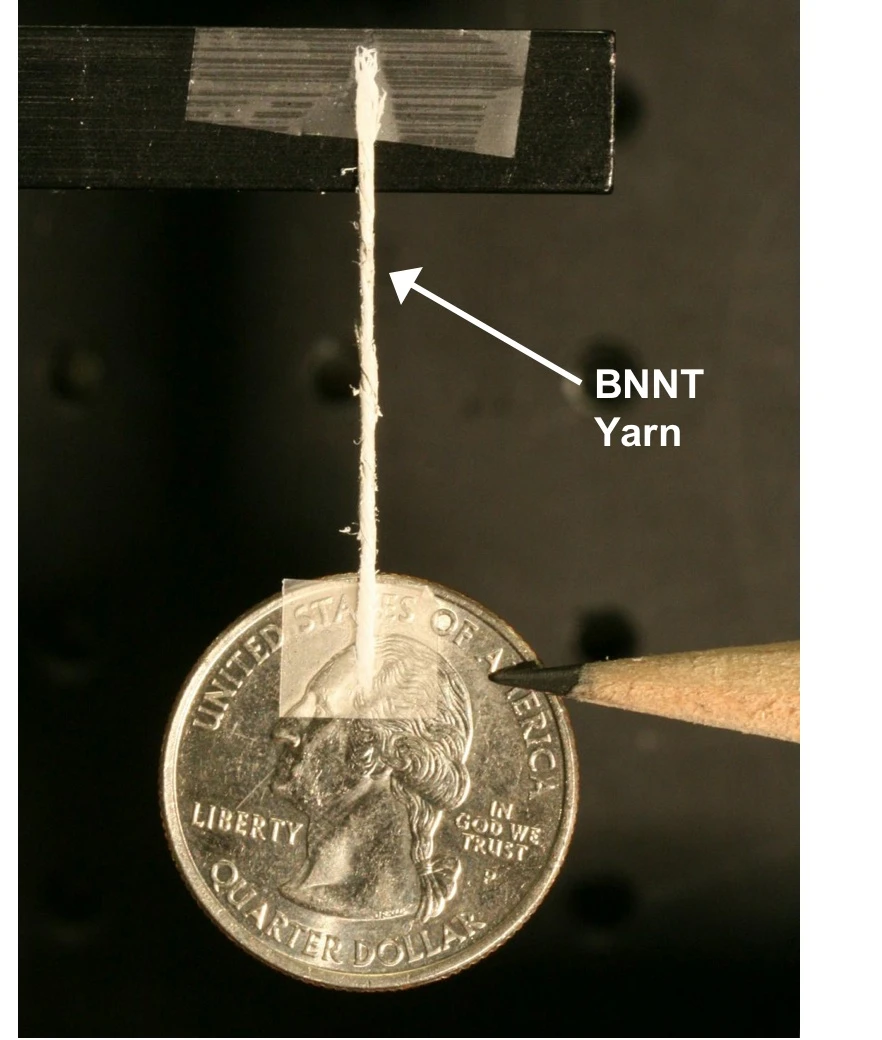A piece of the boron-nitride nanotube yarn