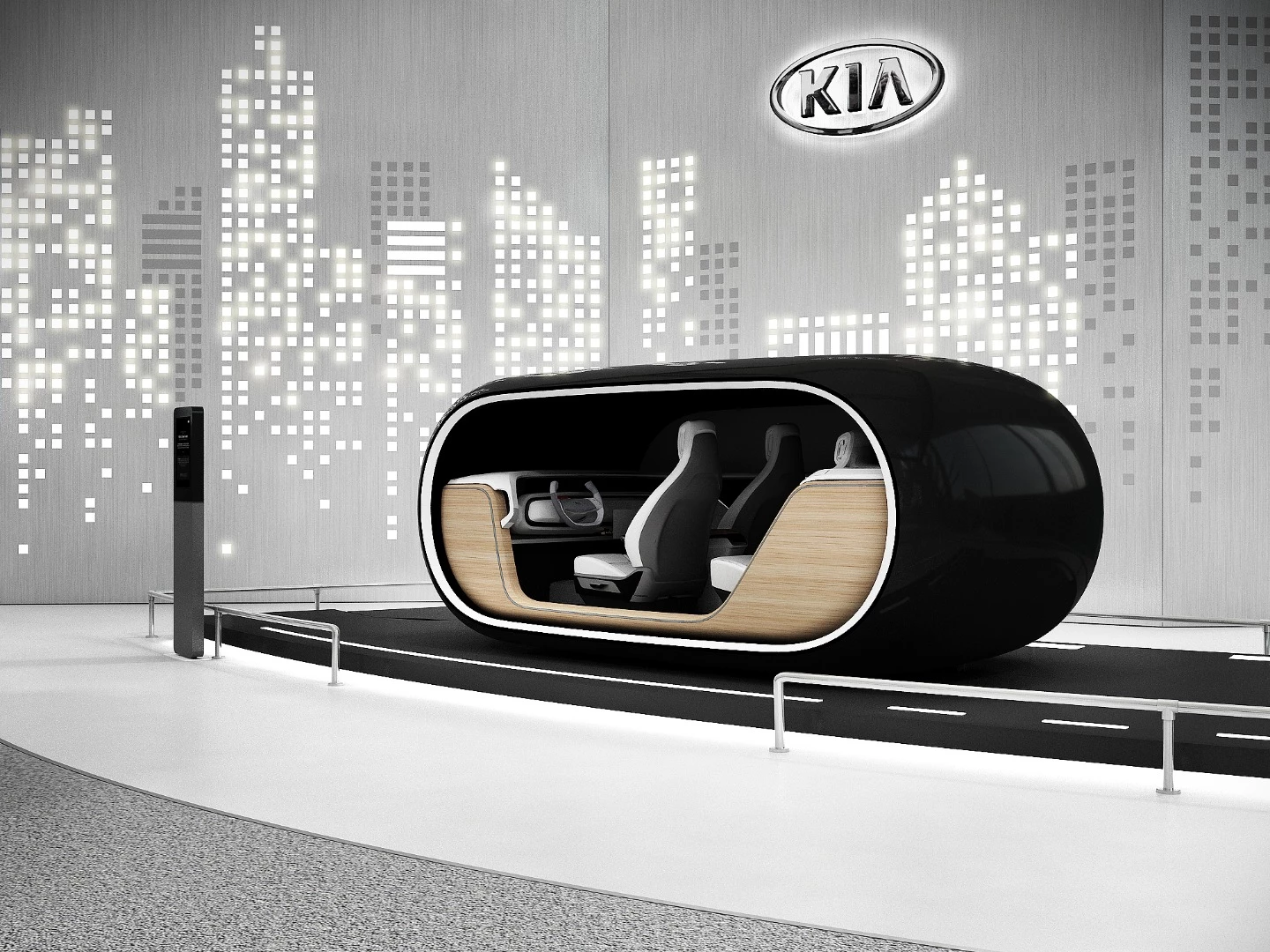 Kia envisages V-Touch working through the use of 3D cameras that track the fingertips and eye motions of drivers and passengers