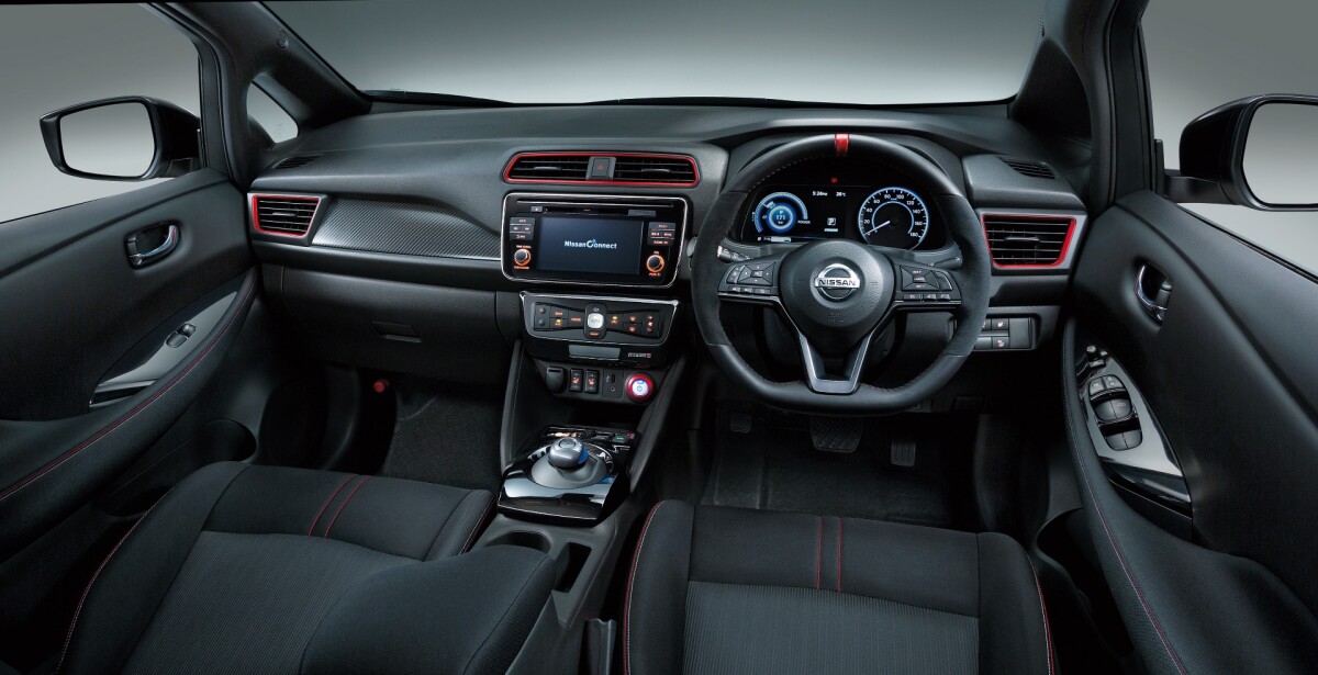 The interior has also been given a refresh in the Nissan Leaf Nismo