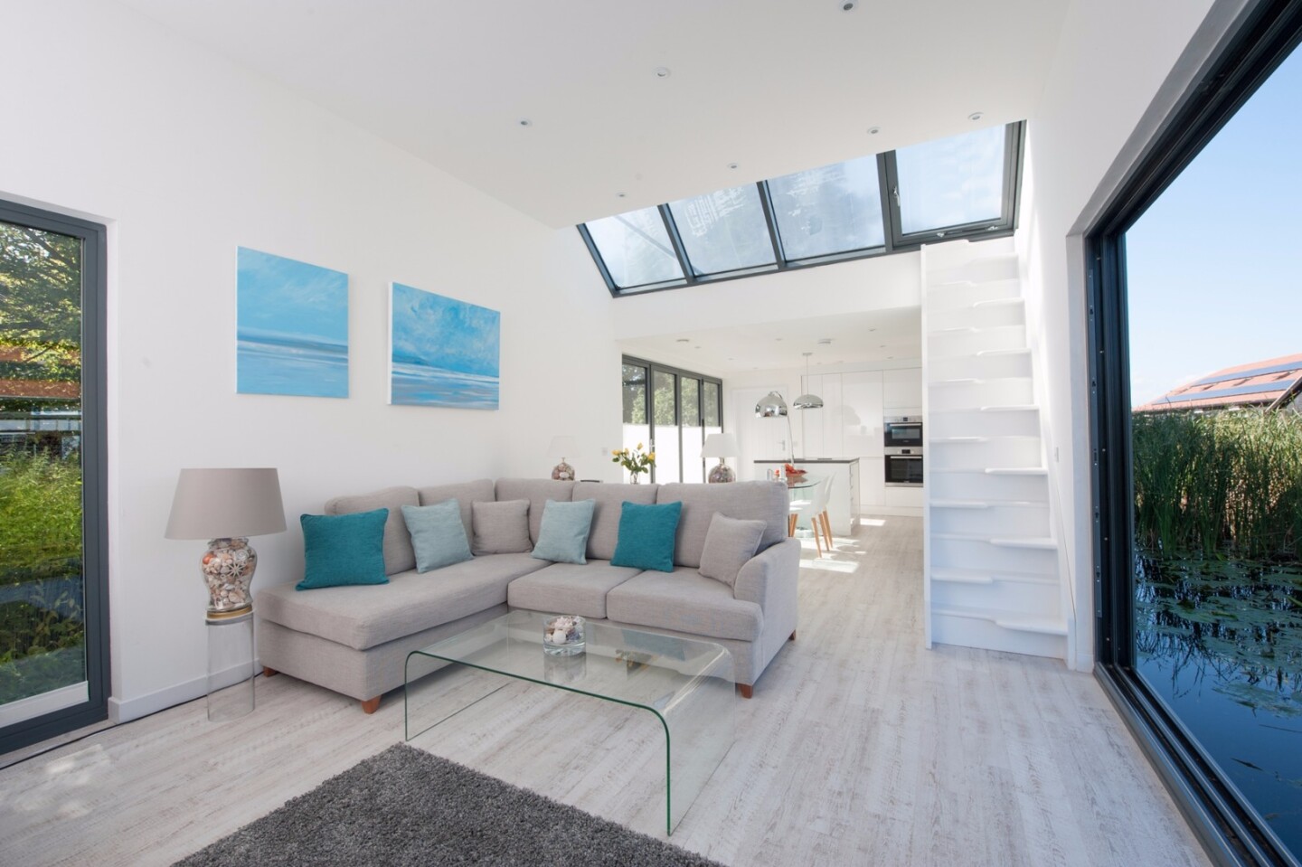 The Chichester floating home is open-plan to make the most of its space