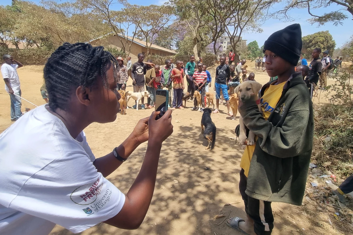 A puppy is photographed at a village in Northern Tanzania, as part of the study