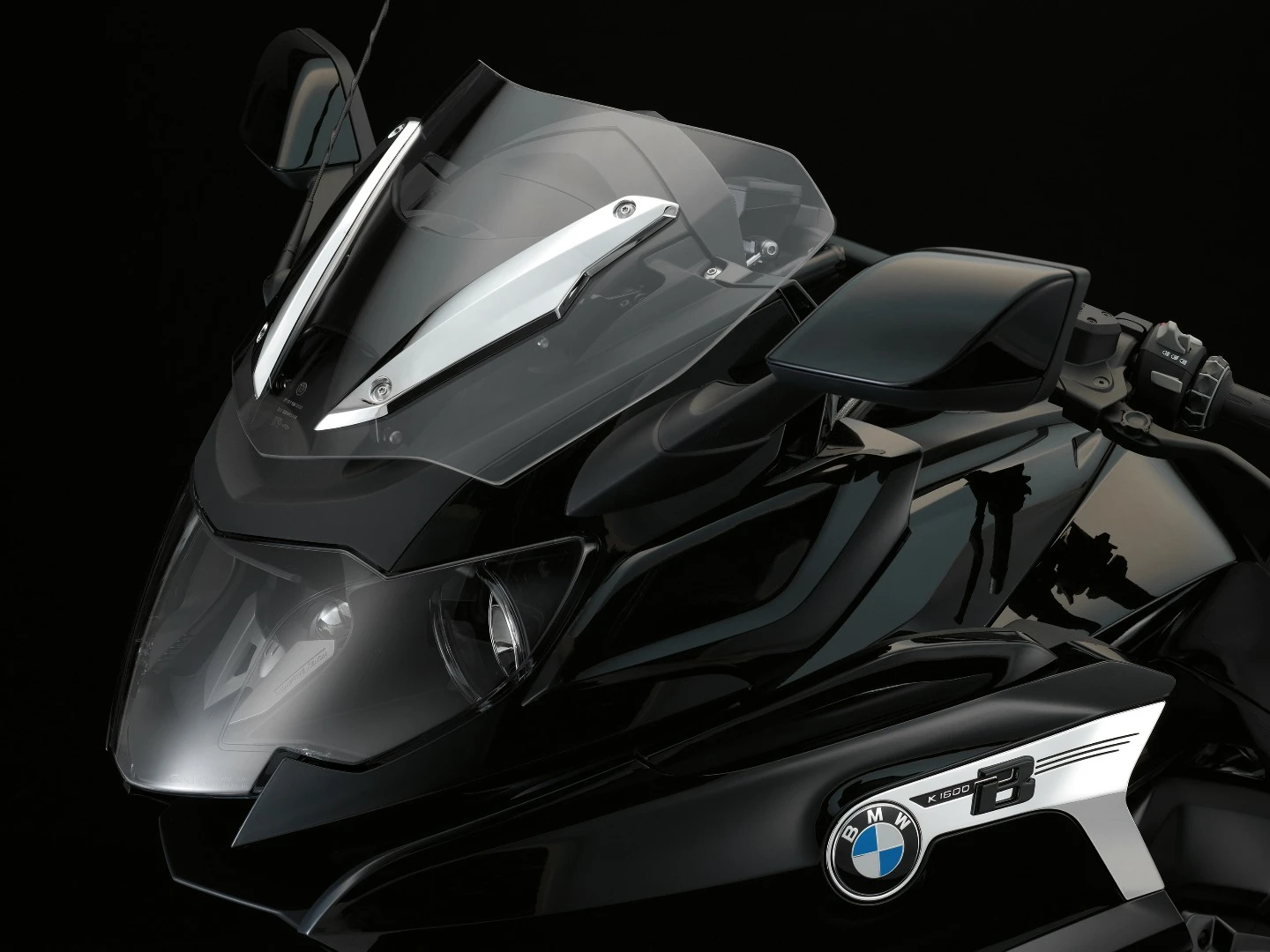 The K1600 B's slick windshield is fully adjustable