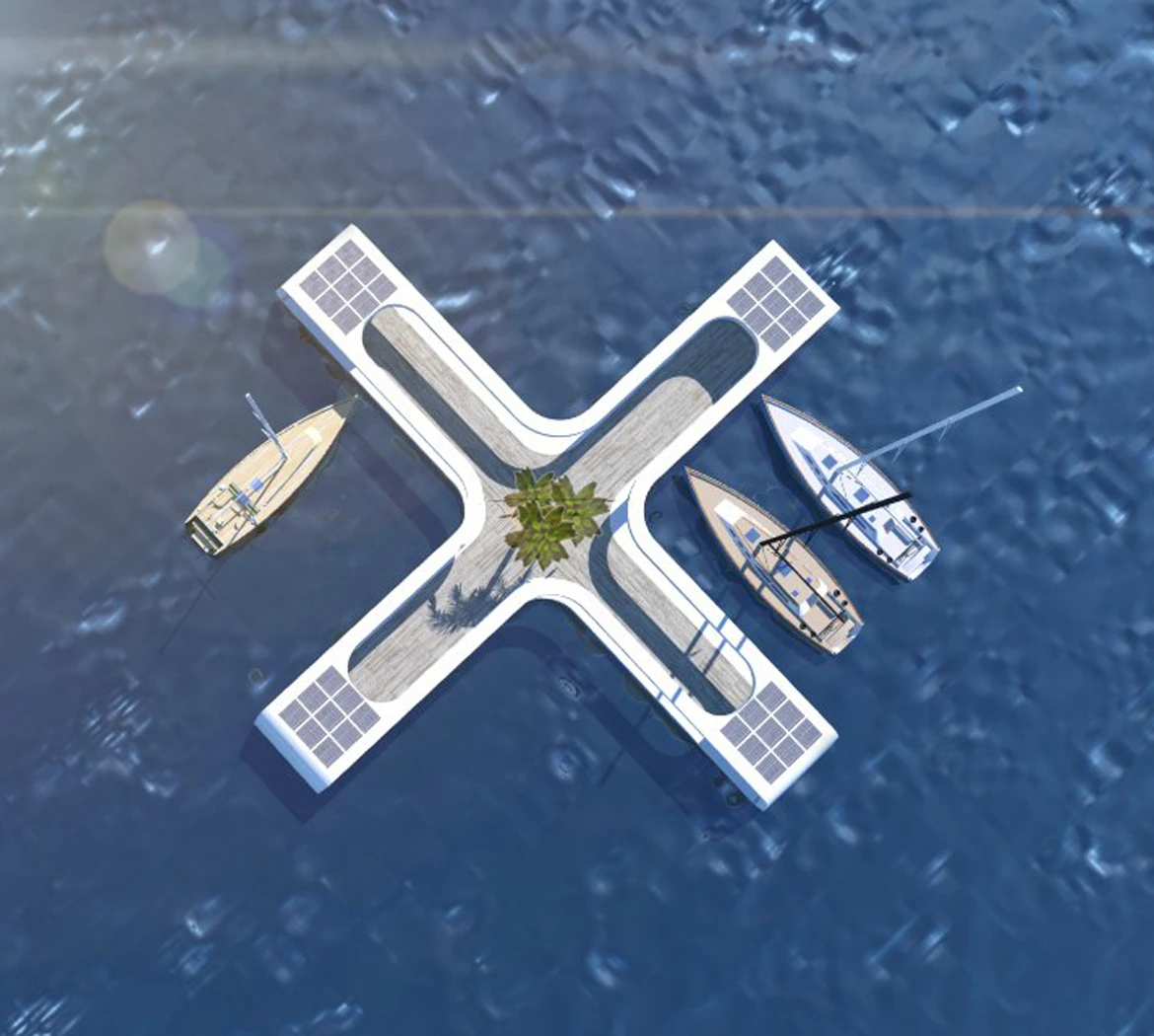 The Floating Hub concept is essentially a stylish mobile dock for super expensive yachts