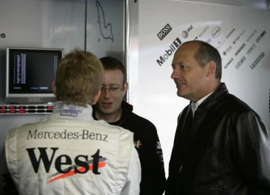 A delighted Ron Dennis speaking with Alexander Wurz after qualifying.