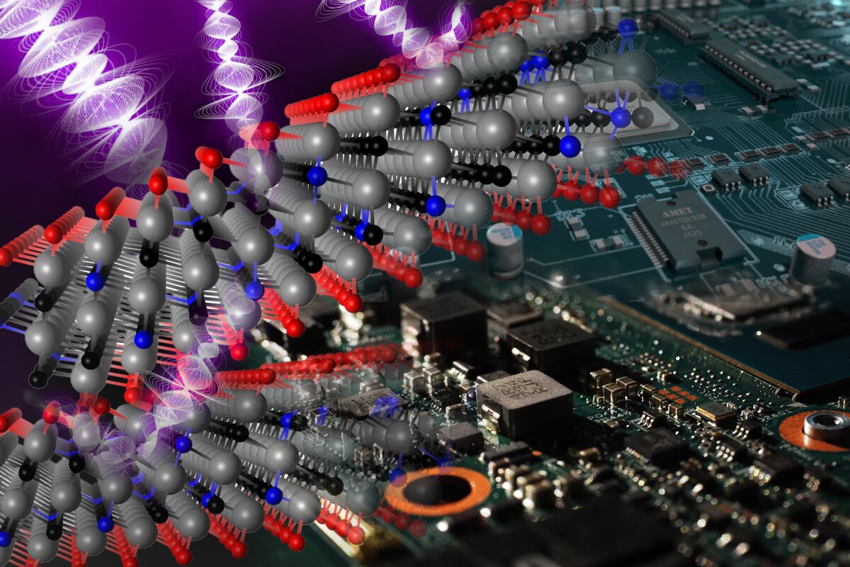 An atomic model of titanium carbonitride, shielding electronics from electromagnetic interference