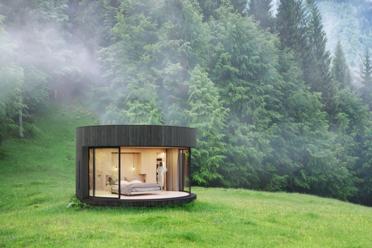 The LumiPod's generous glazing can be opened up to the outside