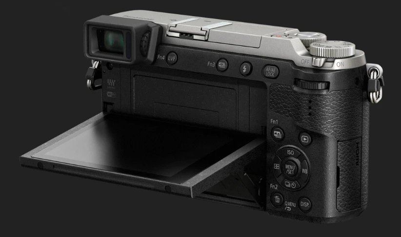 The rear 3-inch LCD touchscreen monitor on the Panasonic Lumix GX80 /GX85 can be tilted up by 80 degrees and down by 45 degrees
