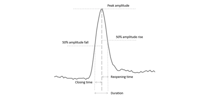 Vigo records various parameters each time you blink, such as duration and eyelid closing and reopening time