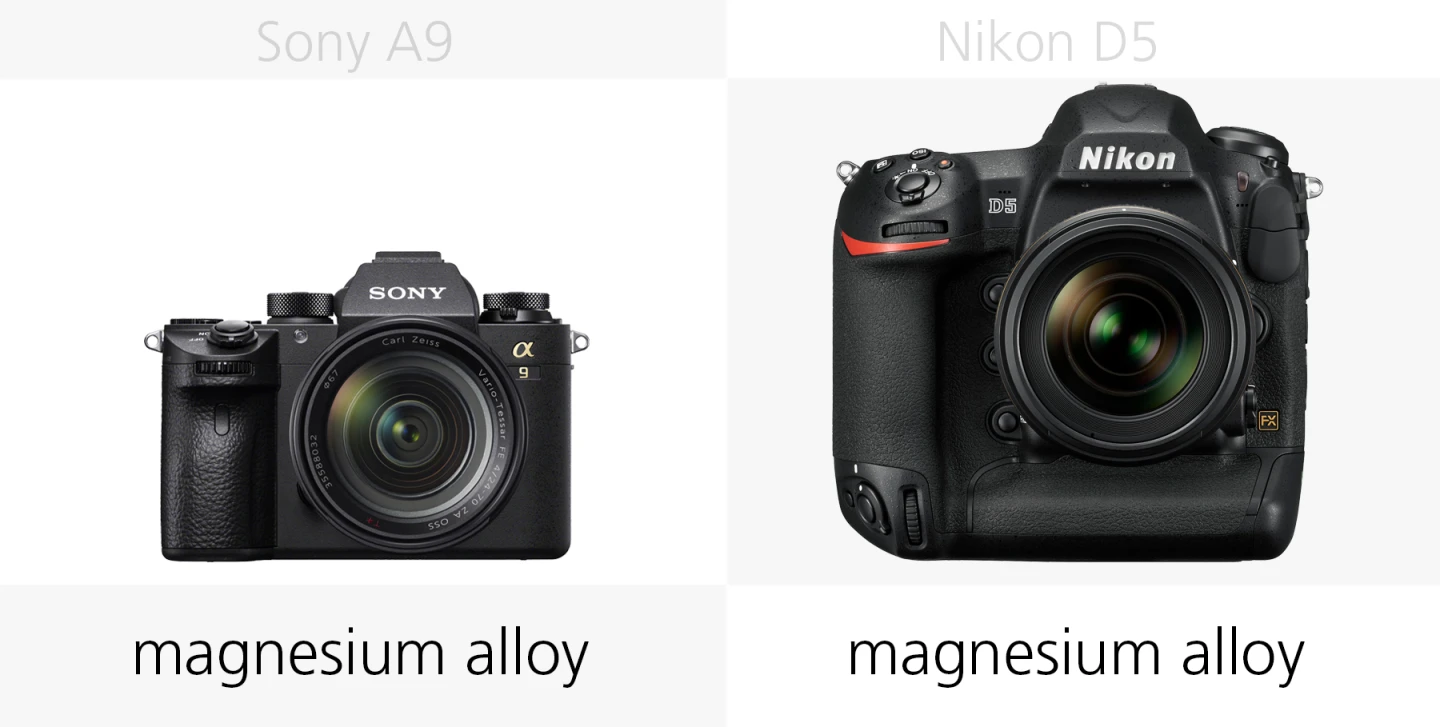 The build of the Sony A9 and Nikon D5 compared